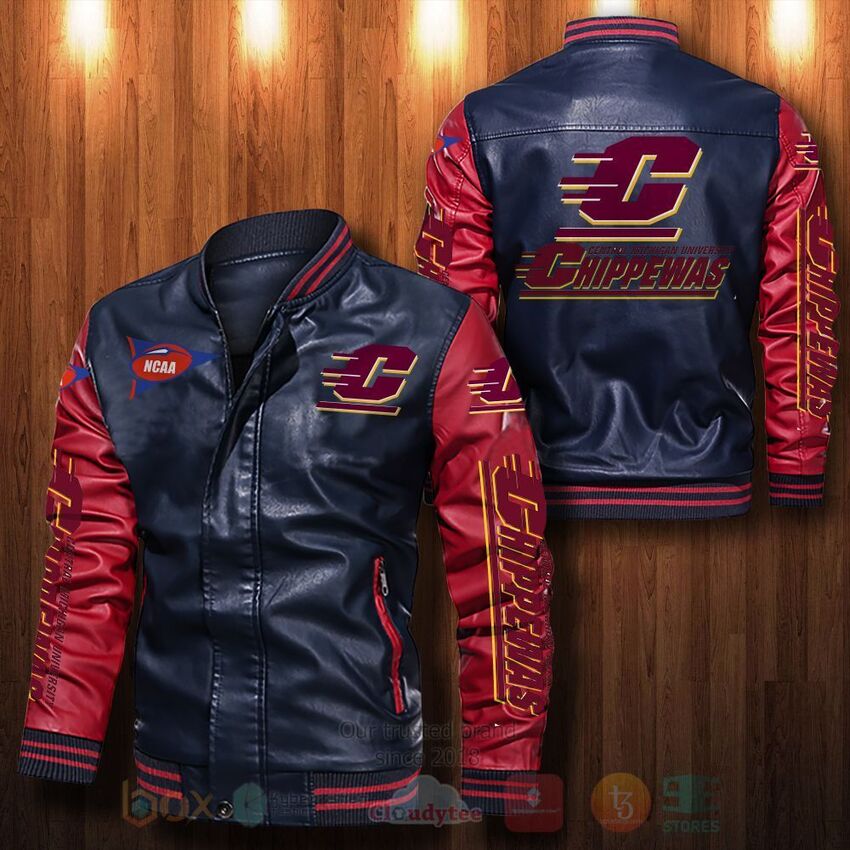 NCAA_Central_Michigan_Chippewas_Leather_Bomber_Jacket_1_2_3