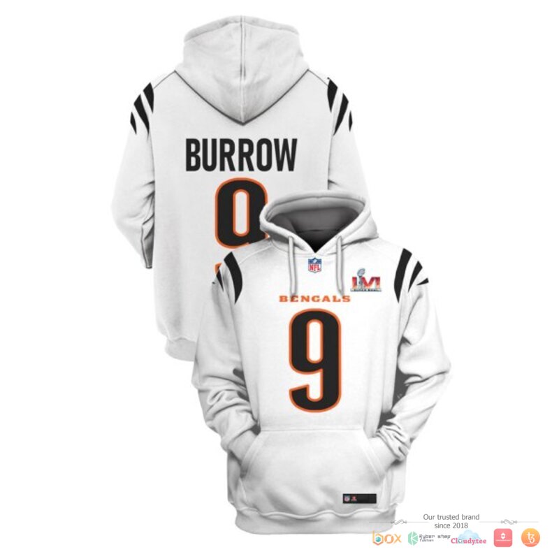 NFL_Burrow_9_Cincinnati_Bengals_White_3d_shirt_hoodie