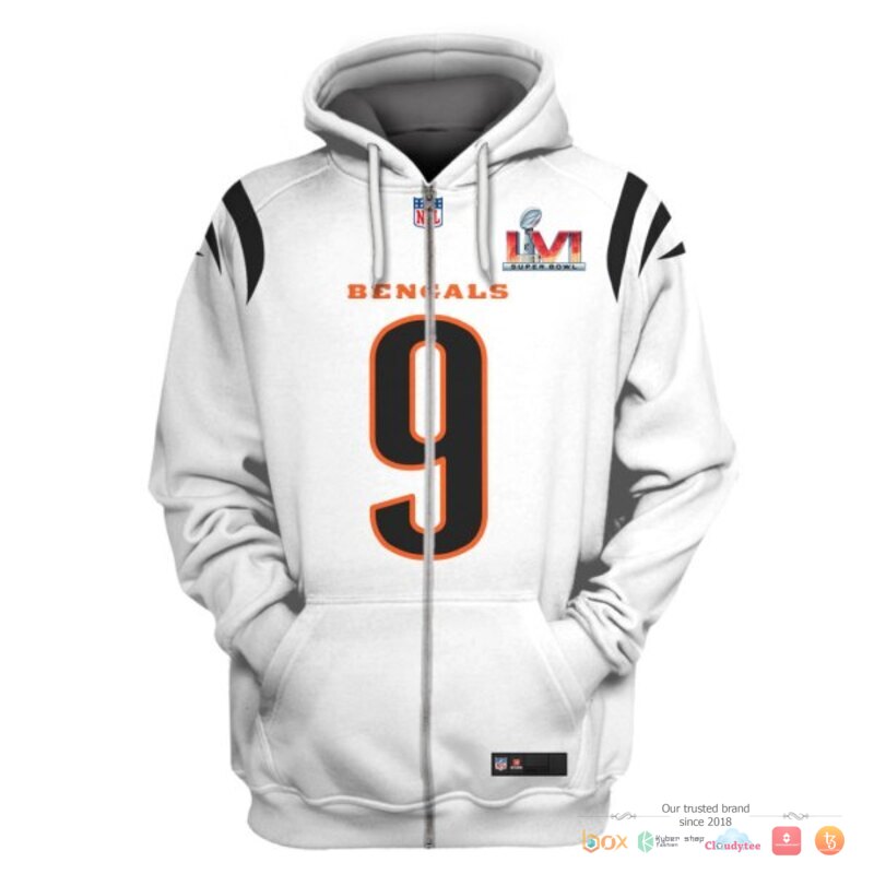 NFL_Burrow_9_Cincinnati_Bengals_White_3d_shirt_hoodie_1