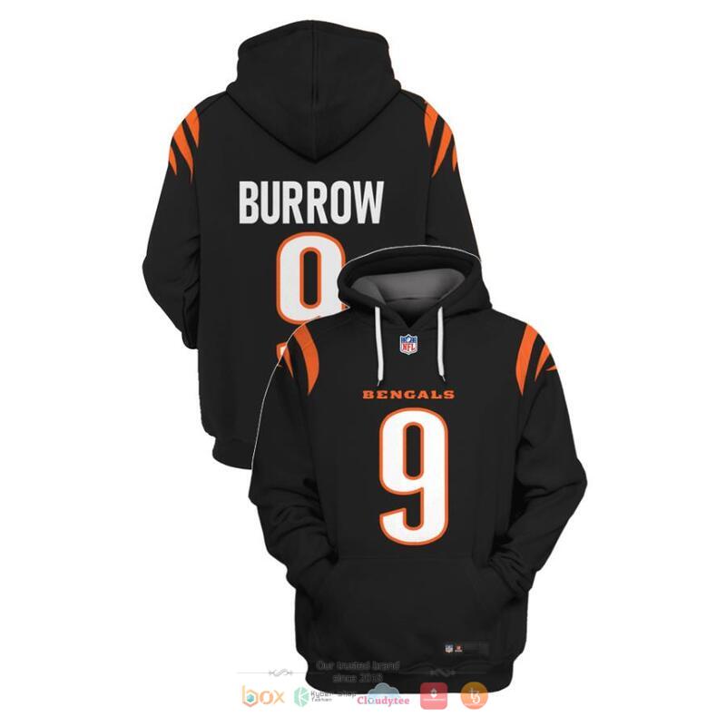 NFL_Cincinnati_Bengals_Burrow_9_Black_3d_shirt_hoodie