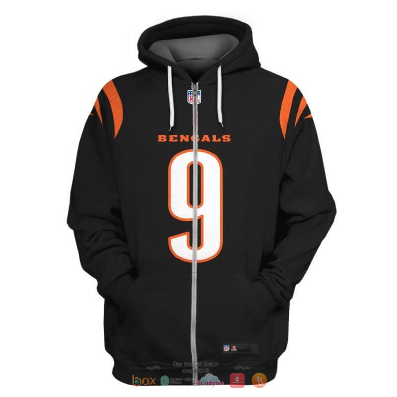 NFL_Cincinnati_Bengals_Burrow_9_Black_3d_shirt_hoodie_1