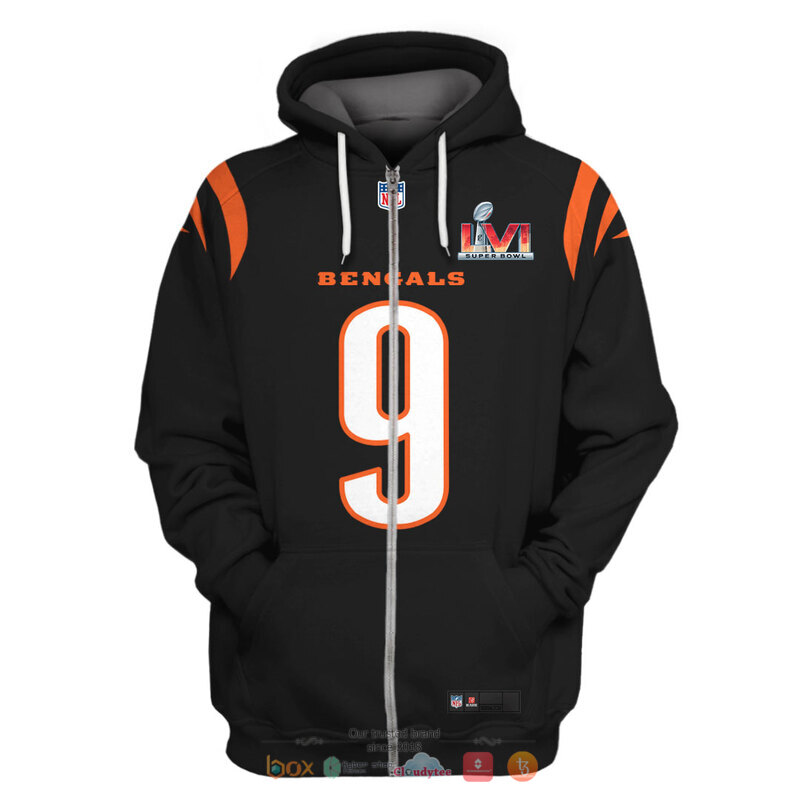 NFL_Cincinnati_Bengals_Burrow_9_Super_Bowl_LVI_black_3d_shirt_hoodie_1