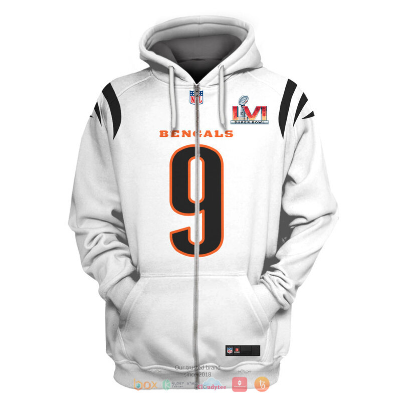 NFL_Cincinnati_Bengals_Burrow_9_Super_Bowl_LVI_white_3d_shirt_hoodie_1