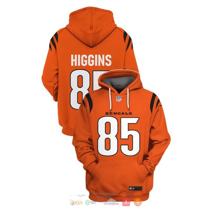NFL_Cincinnati_Bengals_Higgins_85_Orange_3d_shirt_hoodie