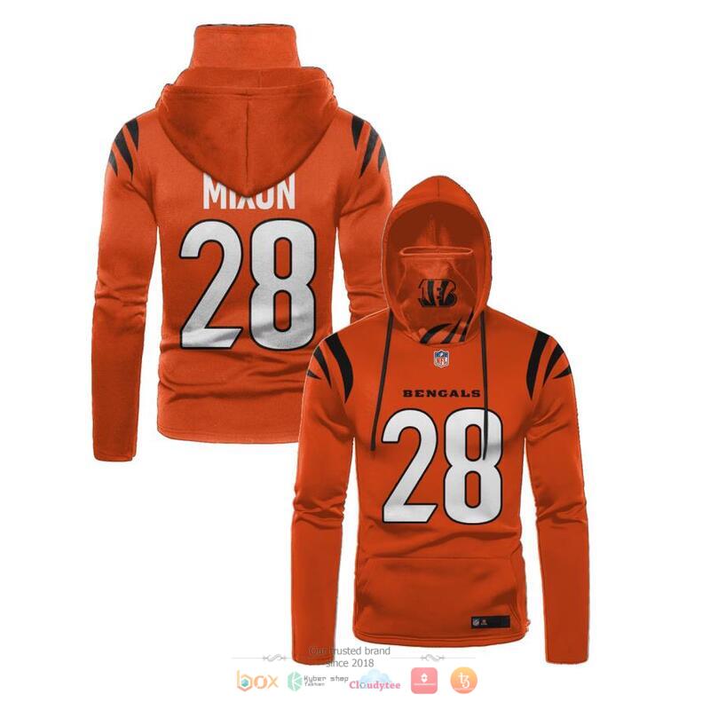 NFL_Cincinnati_Bengals_Mixon_28_Orange_3d_hoodie_mask