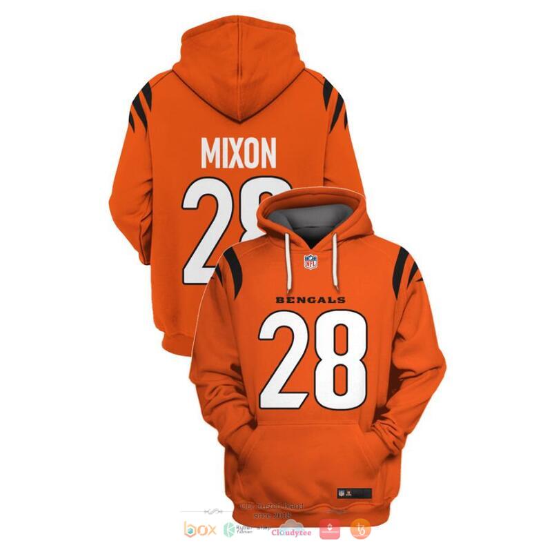NFL_Cincinnati_Bengals_Mixon_28_Orange_3d_shirt_hoodie
