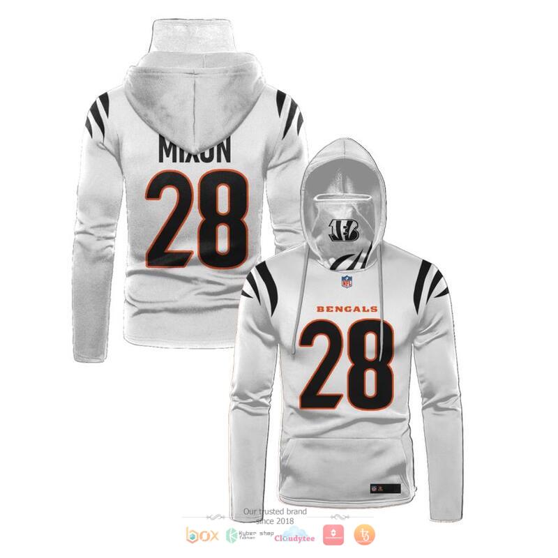 NFL_Cincinnati_Bengals_Mixon_28_White_3d_hoodie_mask