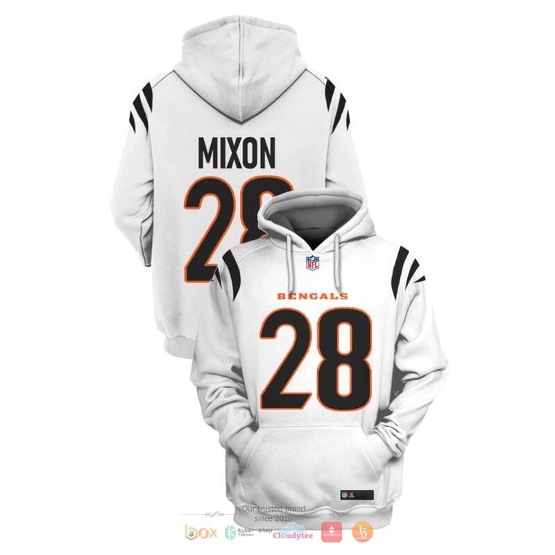 NFL_Cincinnati_Bengals_Mixon_28_White_3d_shirt_hoodie