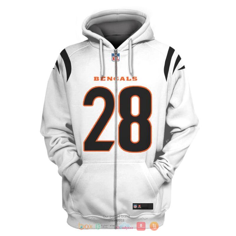NFL_Cincinnati_Bengals_Mixon_28_White_3d_shirt_hoodie_1