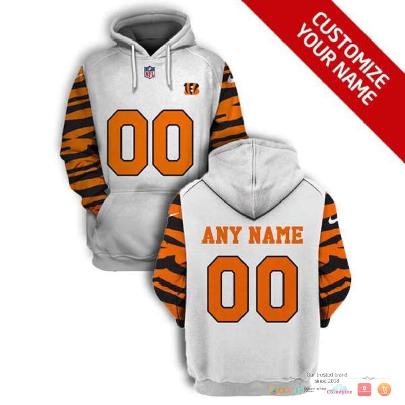 NFL_Cincinnati_Bengals_white_orange_line_Custom_3d_shirt_hoodie