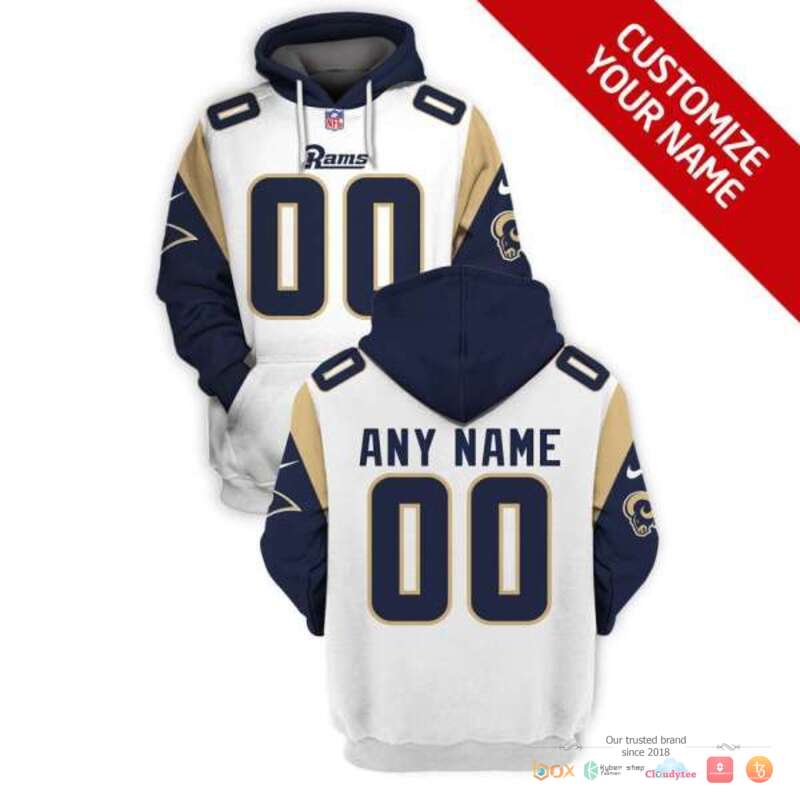 NFL_Los_Angeles_Rams_white_navy_Custom_3d_shirt_hoodie