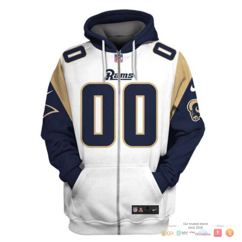 NFL_Los_Angeles_Rams_white_navy_Custom_3d_shirt_hoodie_1