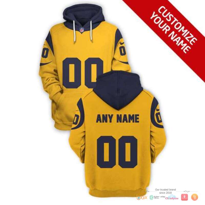 NFL_Los_Angeles_Rams_yellow_Custom_3d_shirt_hoodie