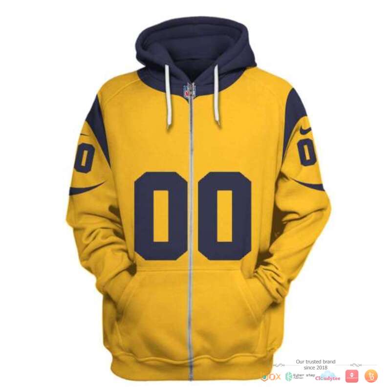 NFL_Los_Angeles_Rams_yellow_Custom_3d_shirt_hoodie_1
