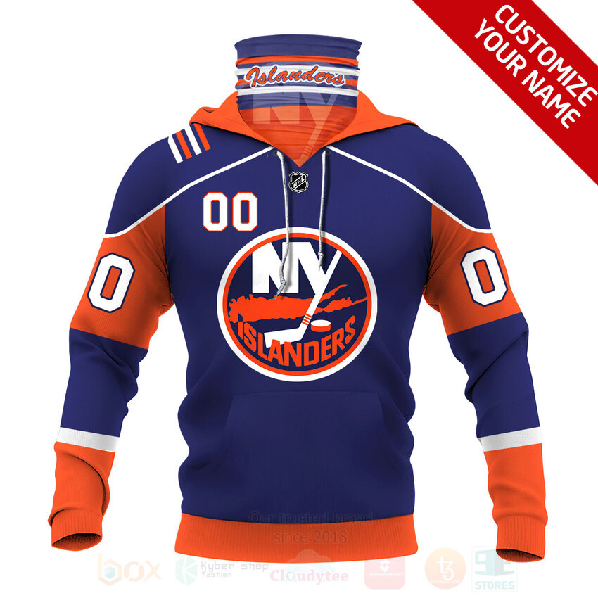 NHL_New_York_Islanders_Personalized_Navy_Orange_3D_Hoodie_Mask_1