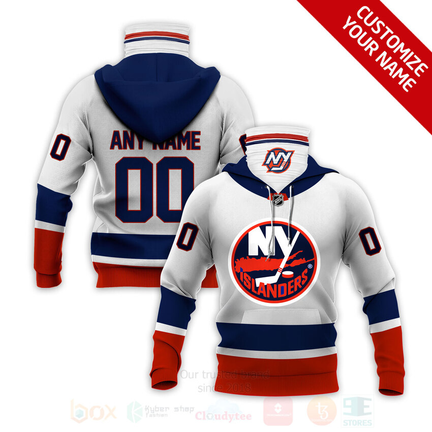 NHL_New_York_Islanders_Personalized_White_Red_3D_Hoodie_Mask