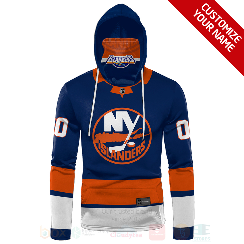 NHL_New_York_Rangers_Personalized_Navy_Orange_3D_Hoodie_Mask_1