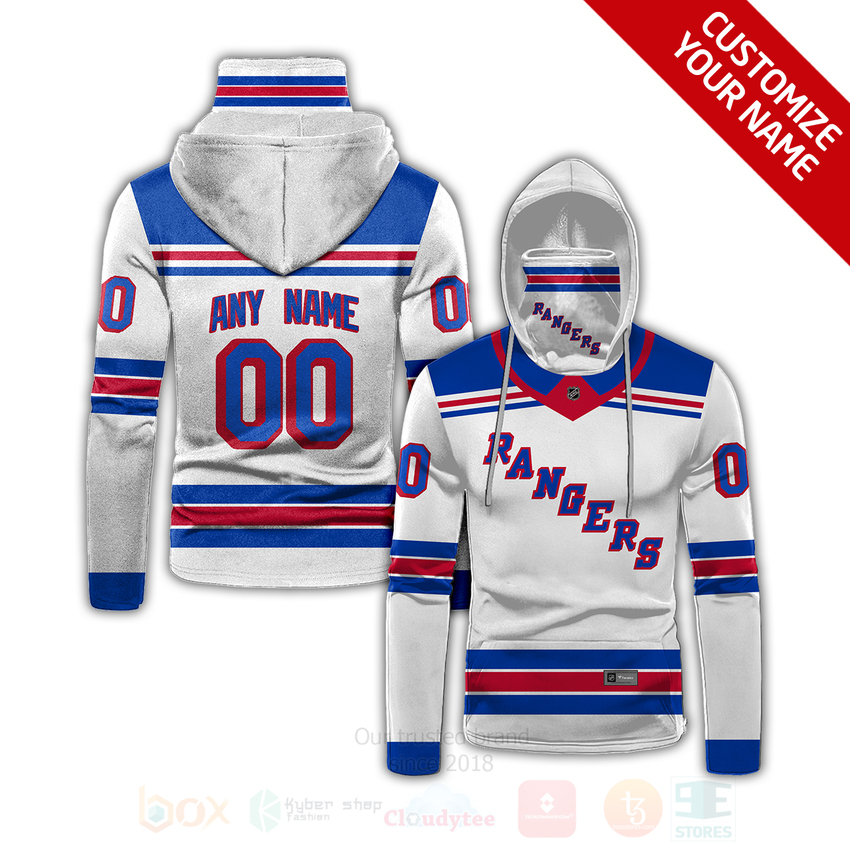 NHL_New_York_Rangers_Personalized_White_Blue_3D_Hoodie_Mask