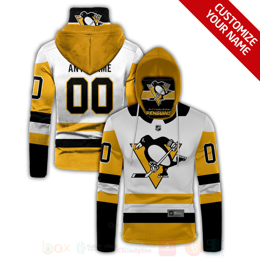 NHL_Pittsburgh_Penguins_Personalized_Yellow_White_3D_Hoodie_Mask