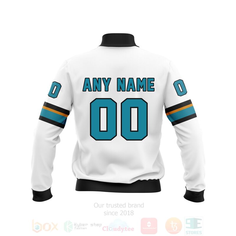 NHL_San_Jose_Sharks_Team_Personalized_White_3D_Bomber_Jacket_1