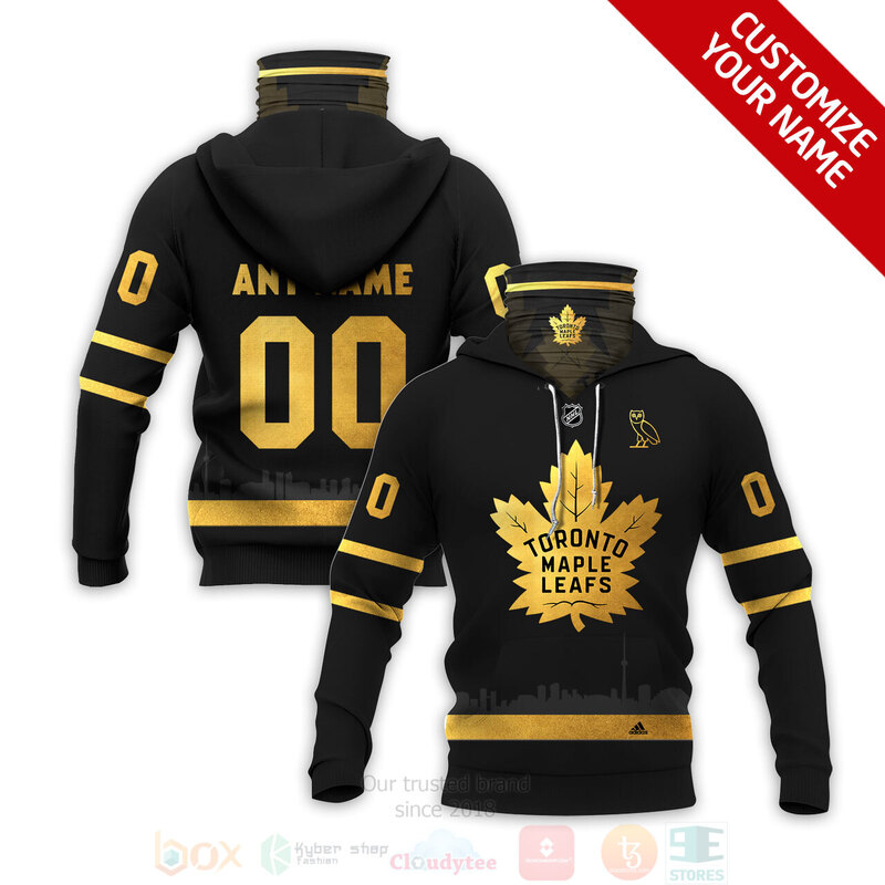 NHL_Toronto_Maple_Leafs_Personalized_Black_Yellow_3D_Hoodie_Mask
