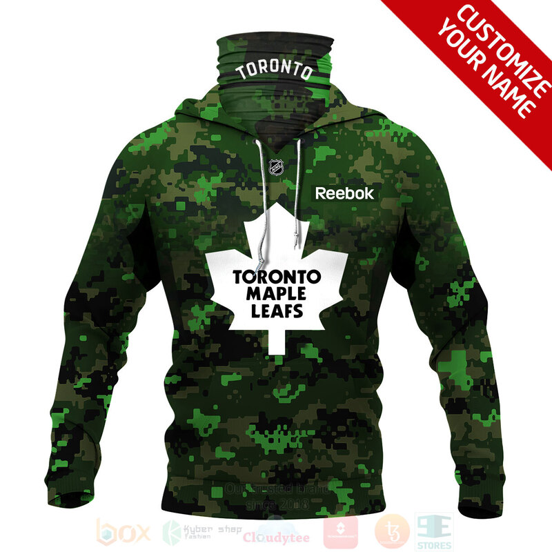 NHL_Toronto_Maple_Leafs_Personalized_Green_Camo_3D_Hoodie_Mask_1