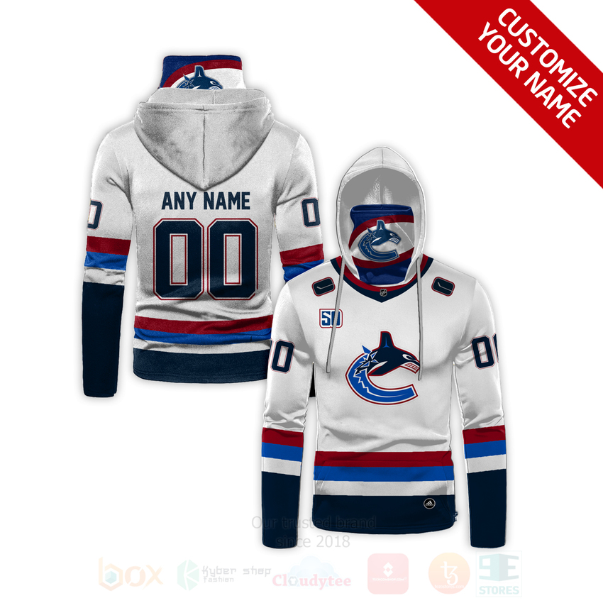 NHL_Vancouver_Canucks_Personalized_White_Navy_3D_Hoodie_Mask