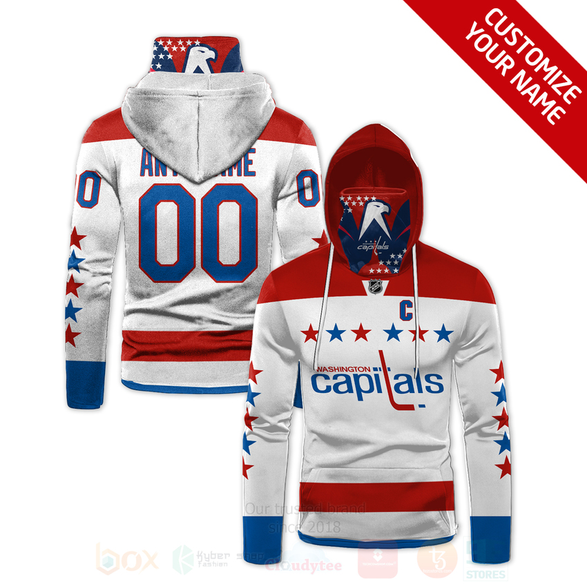 NHL_Washington_Capitals_Personalized_White_Red_3D_Hoodie_Mask