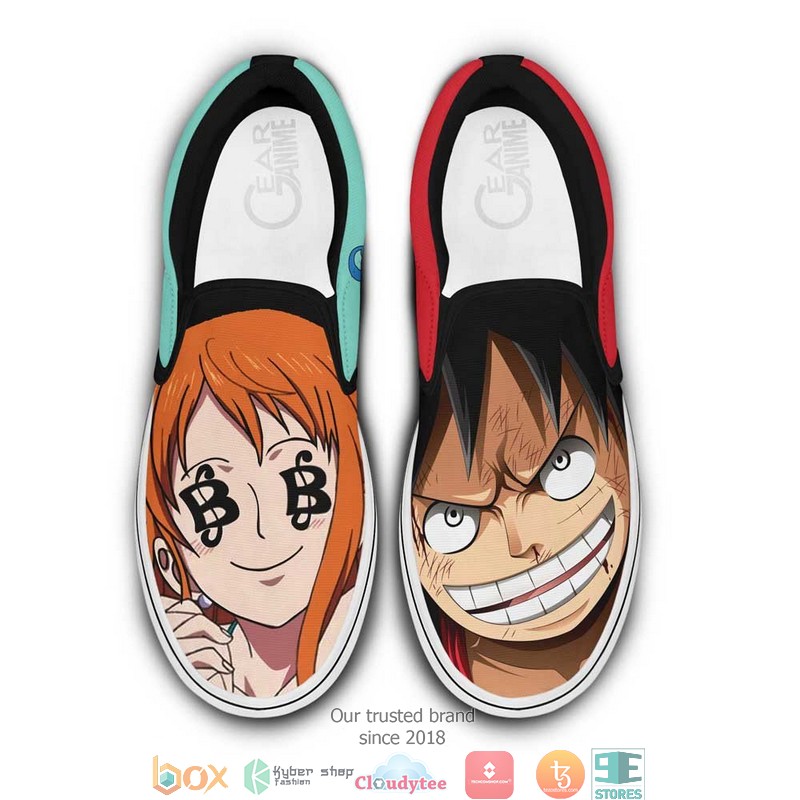 Nami_and_Luffy_Anime_One_Piece_Slip_On_Sneakers_Shoes