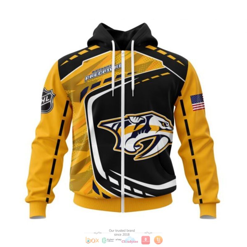 Nashville_Predators_NHL_black_yellow_3D_shirt_hoodie_1