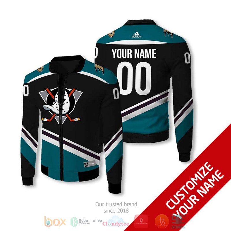 Personalized_Anaheim_Ducks_NHL_black_green_custom_bomber_jacket