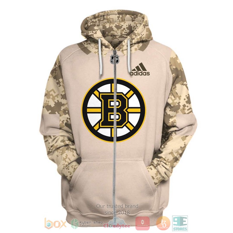 Personalized_Boston_Bruins_Adidas_NHL_khaki_camo_custom_3D_shirt_hoodie_1