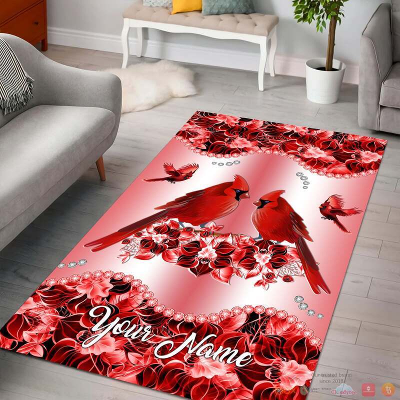 Personalized_Cardinal_Bird_Couple_Flowers_Custom_Rug