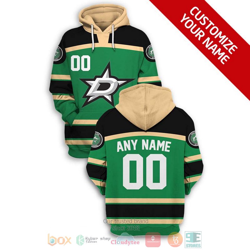 Personalized_Dallas_Stars_NHL_green_khaki_custom_3D_shirt_hoodie