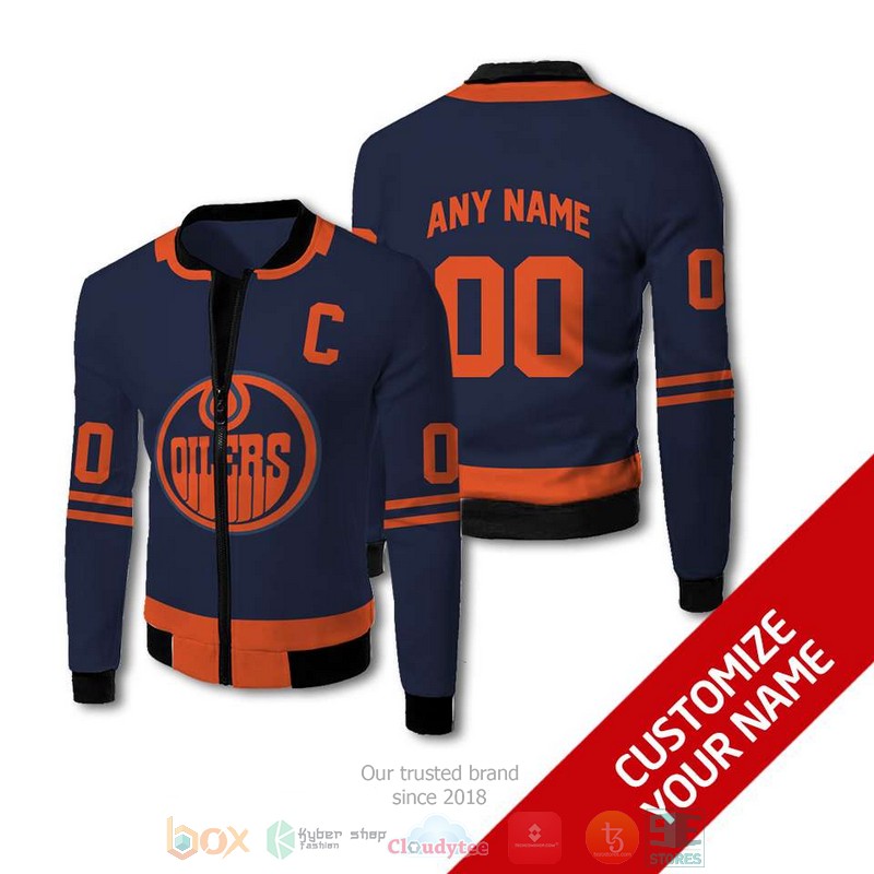 Personalized_Edmonton_Oilers_NHL_custom_dark_blue_orange_bomber_jacket