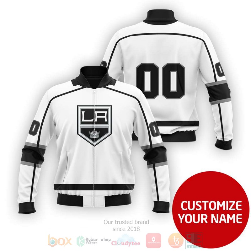 Personalized_Los_Angeles_Kings_NHL_white_black_custom_Bomber_Jacket