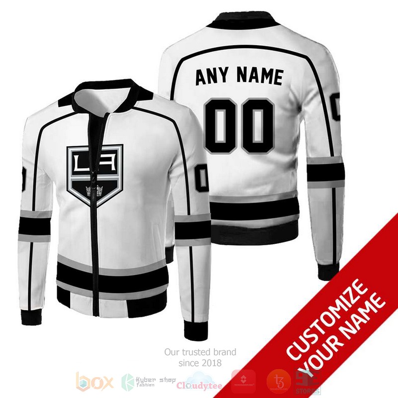 Personalized_Los_Angeles_Kings_white_NHL_custom_Bomber_Jacket_1