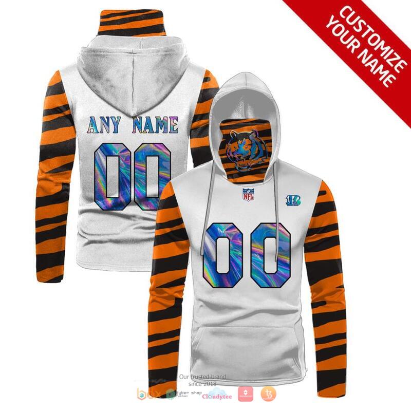 Personalized_NFL_Cincinnati_Bengals_White_Orange_stripe_hologram_hoodie_mask