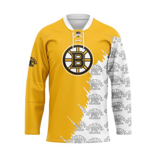 Personalized_NHL_Boston_Bruins_Yellow_white_Hockey_Jersey