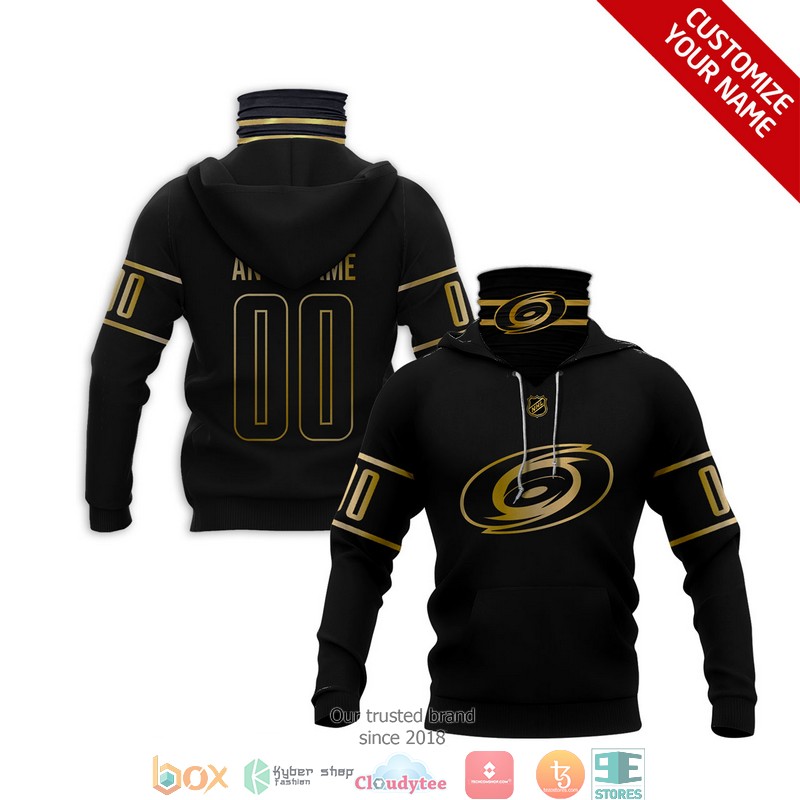 Personalized_NHL_Carolina_Hurricanes_Gold_Black_3d_hoodie_mask