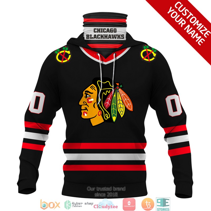 Personalized_NHL_Chicago_Blackhawks_Black_red_3d_hoodie_mask_1