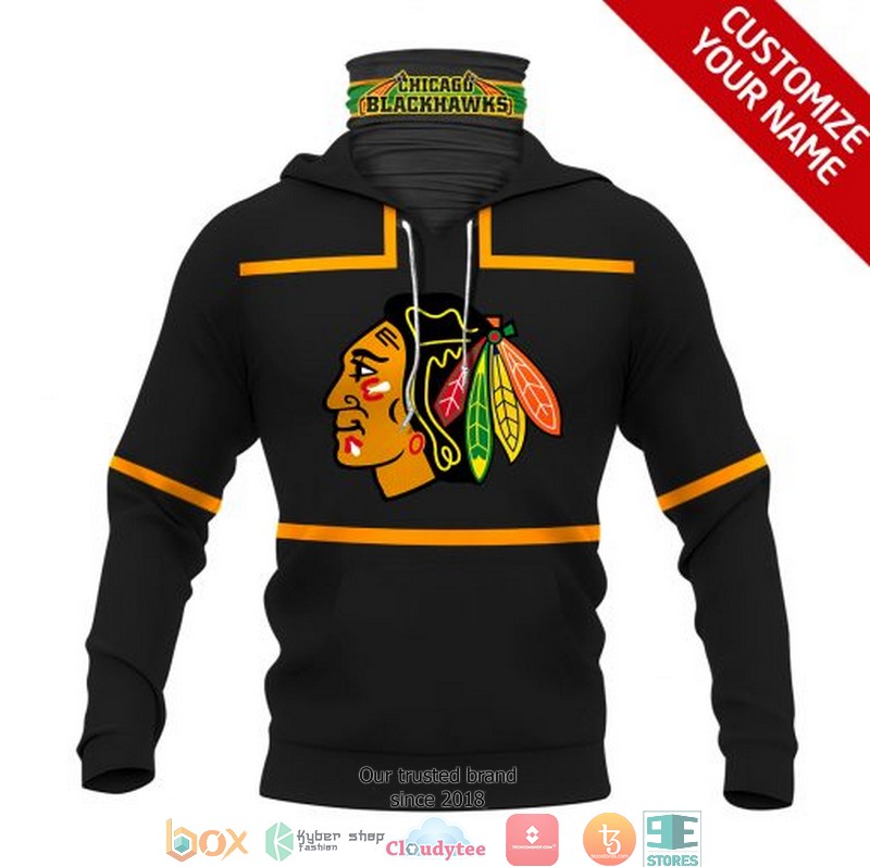Personalized_NHL_Chicago_Blackhawks_Black_yellow_line_3d_hoodie_mask