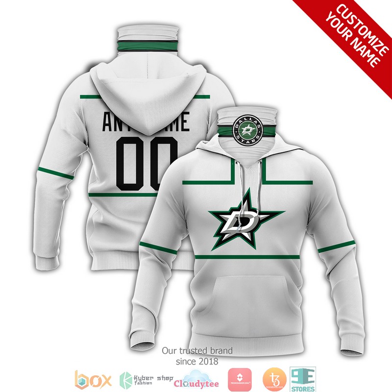 Personalized_NHL_Dallas_Stars_White_green_line_3d_hoodie_mask