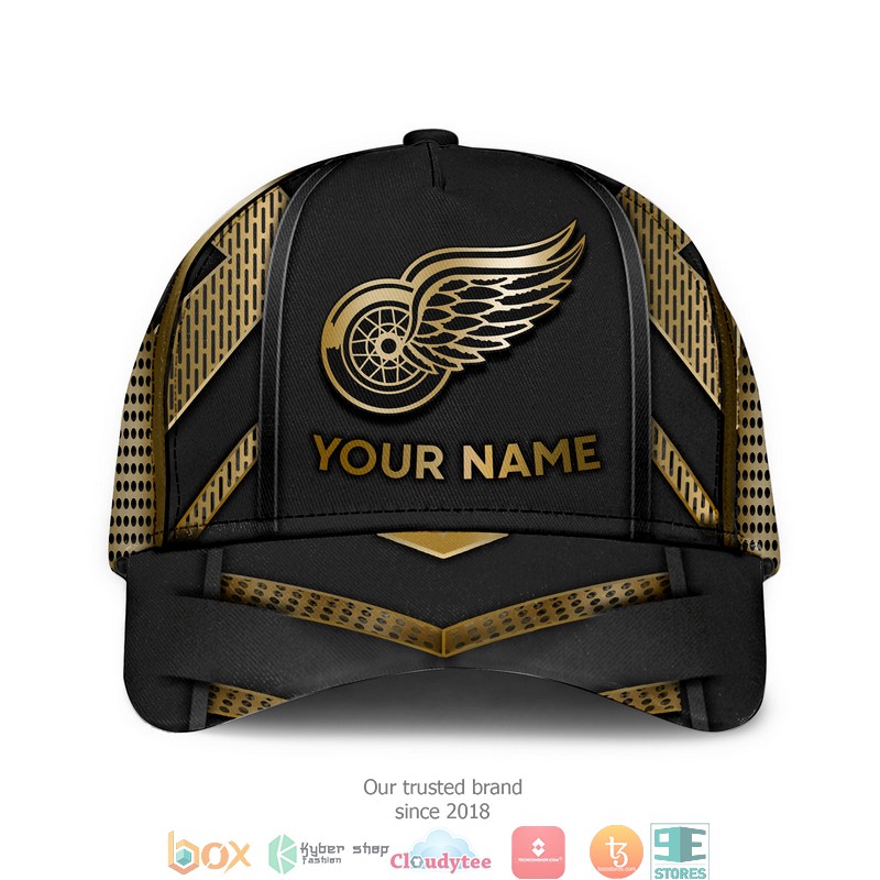 Personalized_NHL_Detroit_Red_Wings_Black_Gold_Cap