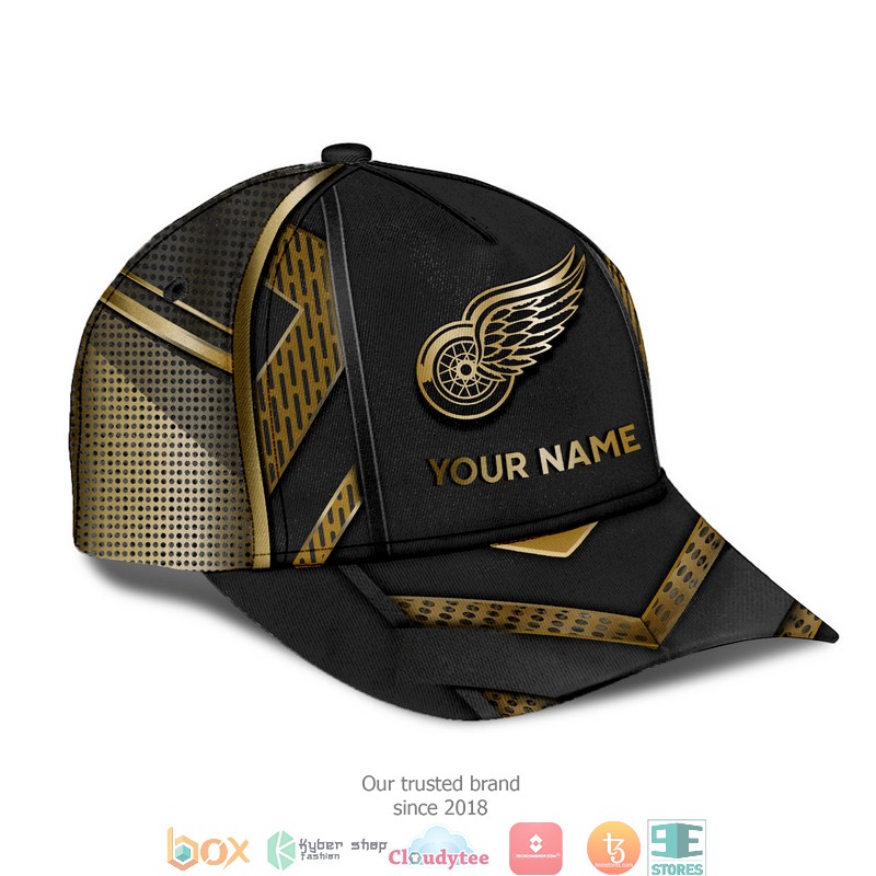 Personalized_NHL_Detroit_Red_Wings_Black_Gold_Cap_1