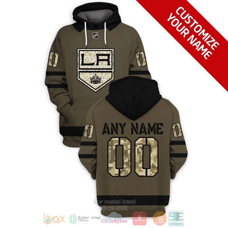 Personalized_NHL_Los_Angeles_Kings_custom_green_camo_3D_shirt_hoodie