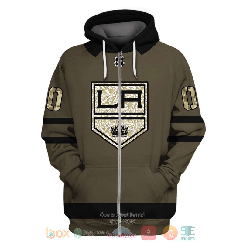 Personalized_NHL_Los_Angeles_Kings_custom_green_camo_3D_shirt_hoodie_1