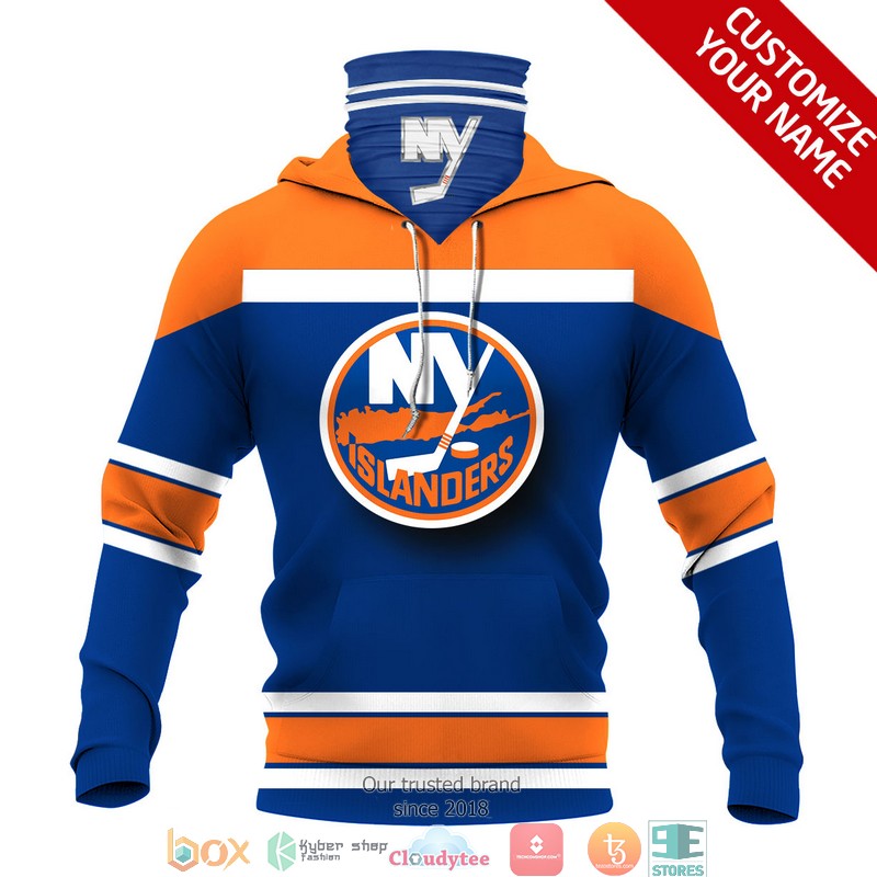 Personalized_NHL_New_York_Islanders_Orange_3d_hoodie_mask_1