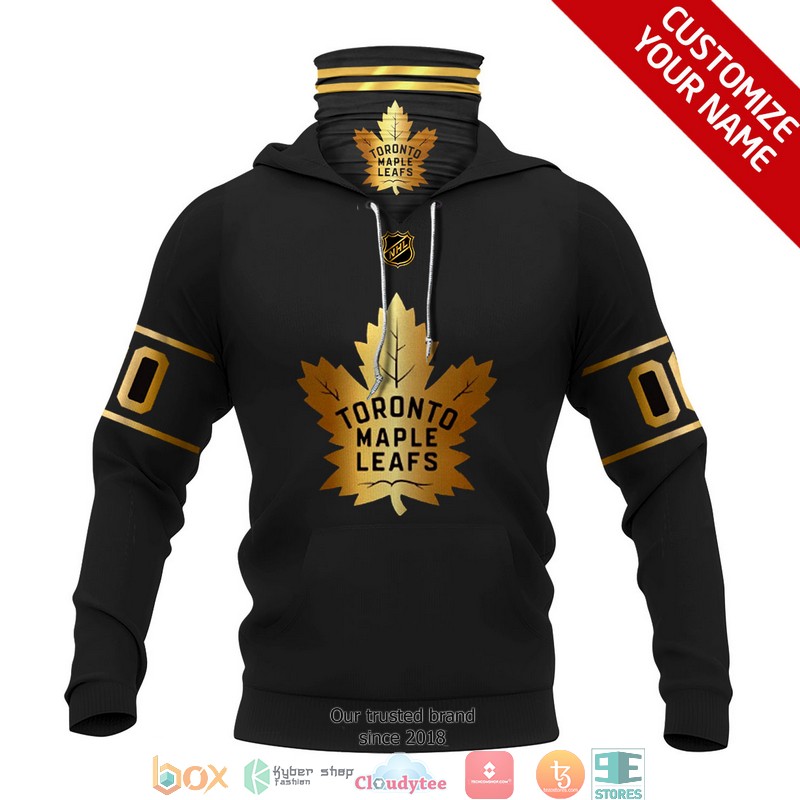 Personalized_NHL_Toronto_Maple_Leafs_Black_gold_3d_hoodie_mask_1