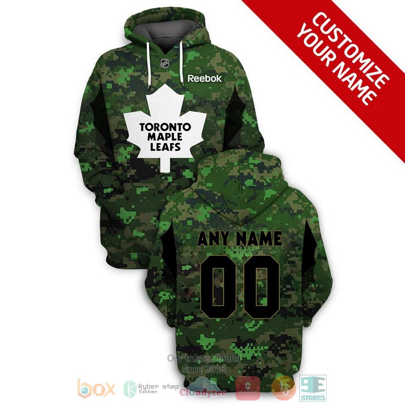 Personalized_NHL_Toronto_Maple_Leafs_Reebok_green_camo_custom_3D_shirt_hoodie